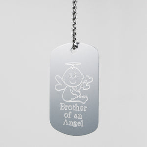 Baby Angel silver aluminum dog tag pendant memorial necklace- shown without rubber silencer