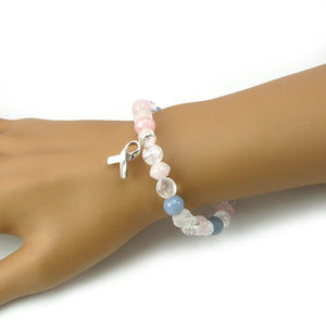 Healing Gemstone Awareness Ribbon Bracelet for miscarriage, stillbirth, pregnancy loss, infant death, SIDS