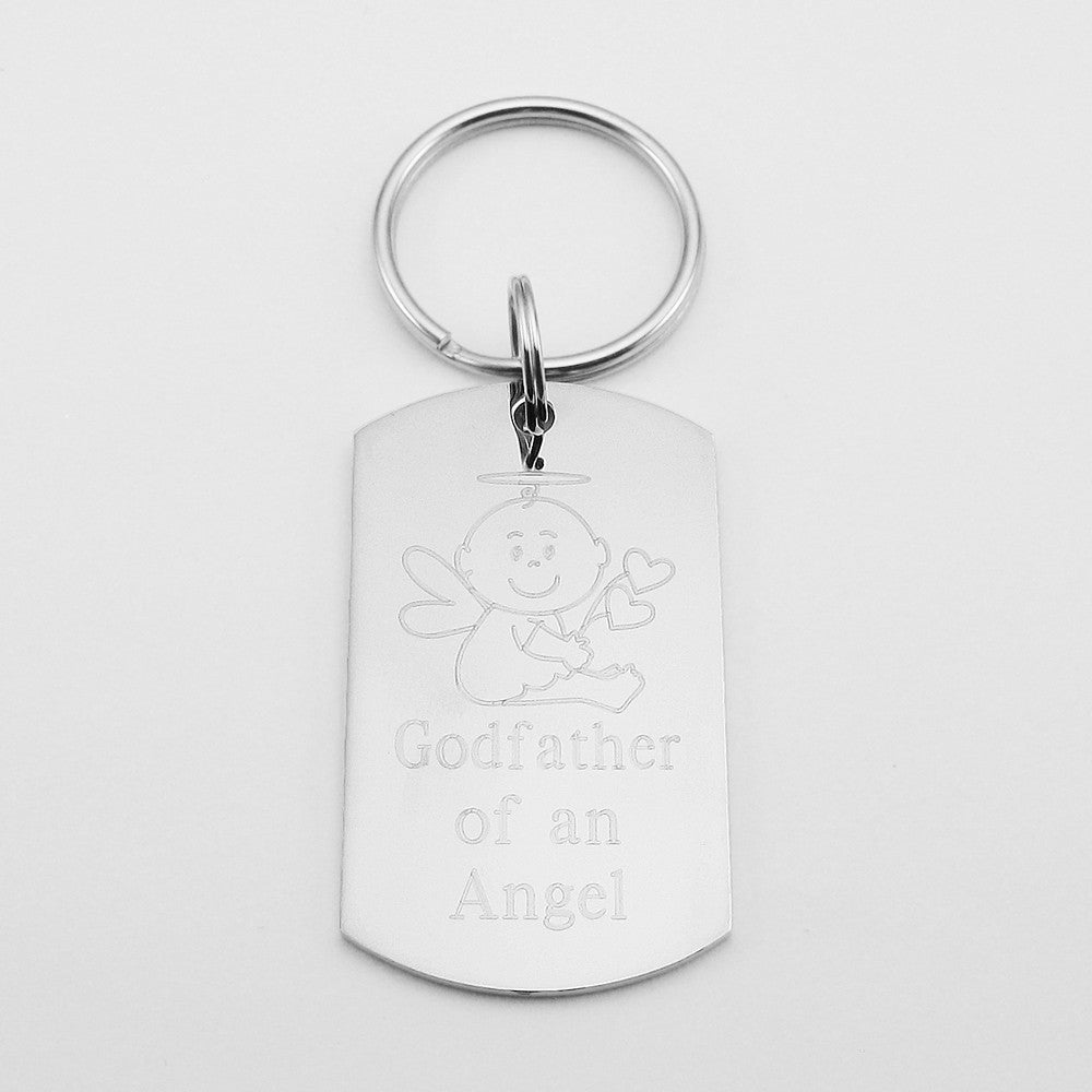 Godfather of an Angel- Baby Angel stainless steel dog tag pendant memorial keychain