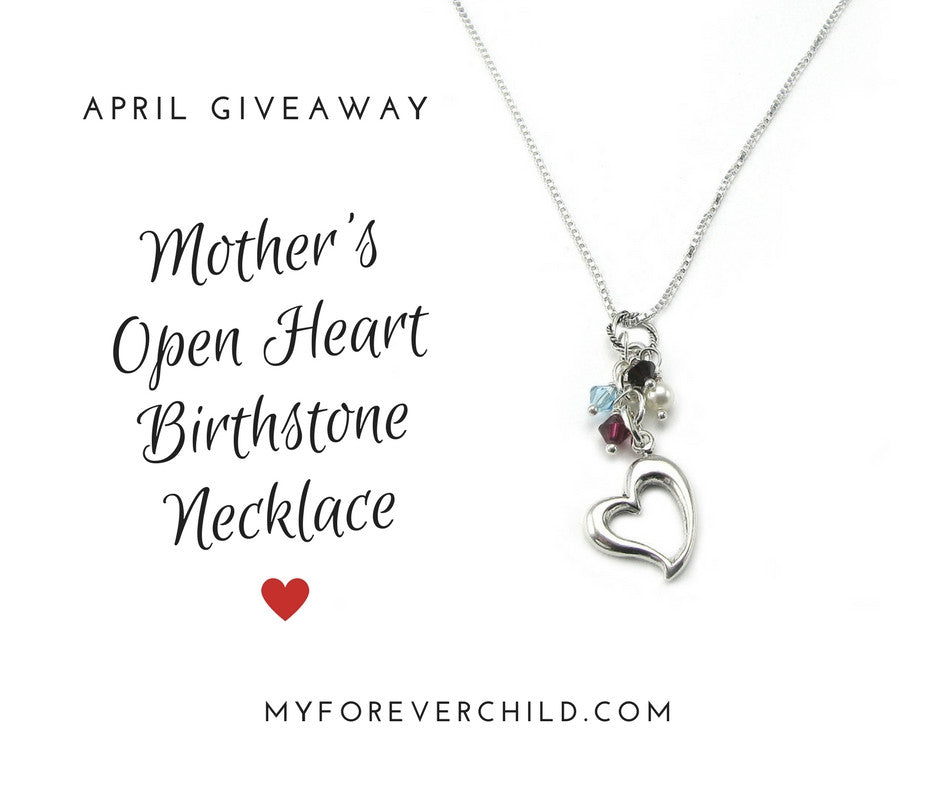 April 2017 Giveaway- Mother's Open Heart Children's Birthstone Necklace