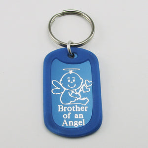 Brother of an Angel- Baby Angel blue aluminum dog tag pendant memorial keychain