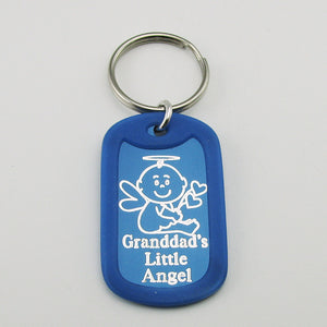 Granddad's Little Angel- Baby Angel blue aluminum dog tag pendant memorial keychain