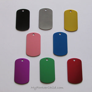 Colors of Aluminum Dog Tag Pendants available