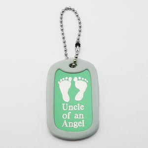 Uncle of an Angel- Baby Footprints blue aluminum dog tag pendant memorial keychain