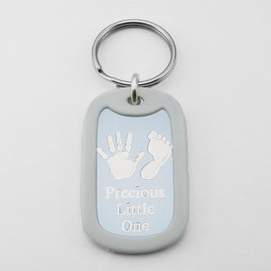 Precious Little One- Baby Handprint/Footprint silver aluminum dog tag pendant memorial keychain