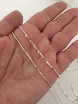 Sterling Silver Box Chain Necklace in 1.2mm and 1.5mm widths