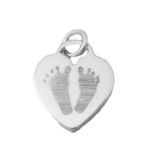 Your baby's, child's, or loved one's actual footprints image custom engraved on a sterling silver extra large heart pendant