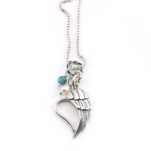 Angel Wing Open Heart Memorial Necklace | Sterling Silver