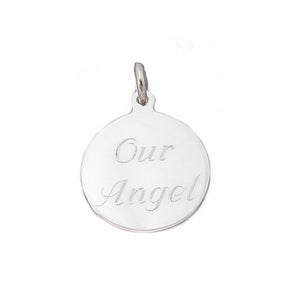 Our Angel Personalized Round Charm sterling silver
