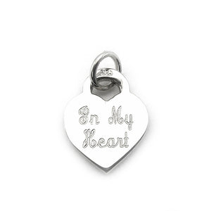 Sterling Silver small heart charm in Script Font