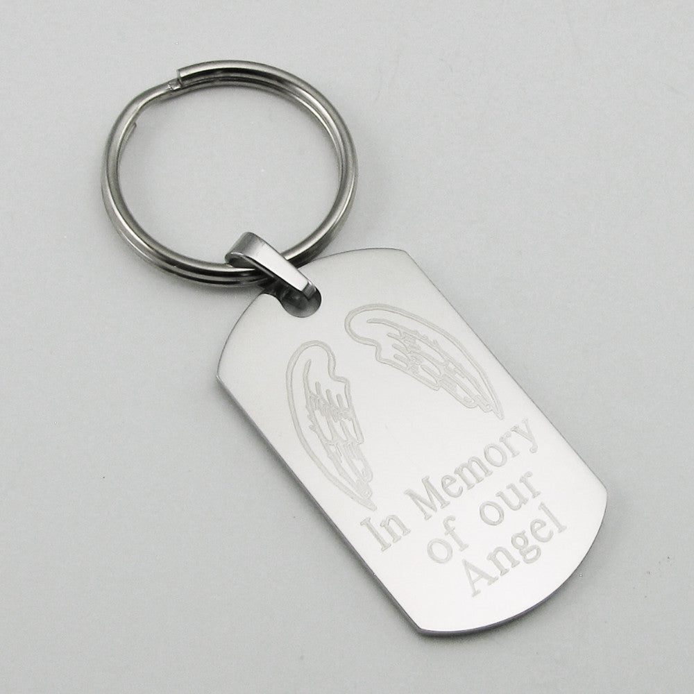 My Brother My Angel- Angel Wings stainless steel dog tag pendant memorial keychain