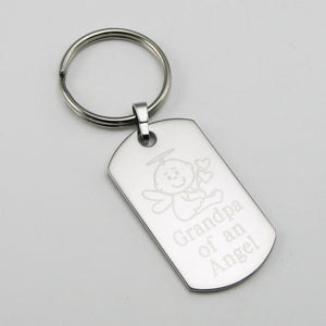 Grandpa of an Angel- Baby Angel stainless steel dog tag pendant memorial keychain