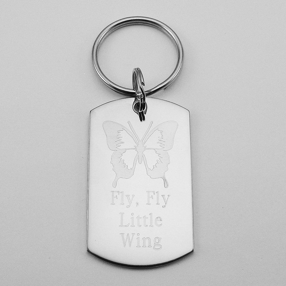 Fly Fly Little Wing- Butterfly stainless steel dog tag pendant memorial keychain