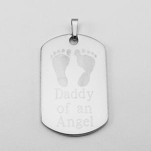 Daddy of an Angel- Baby Footprints stainless steel dog tag memorial pendant